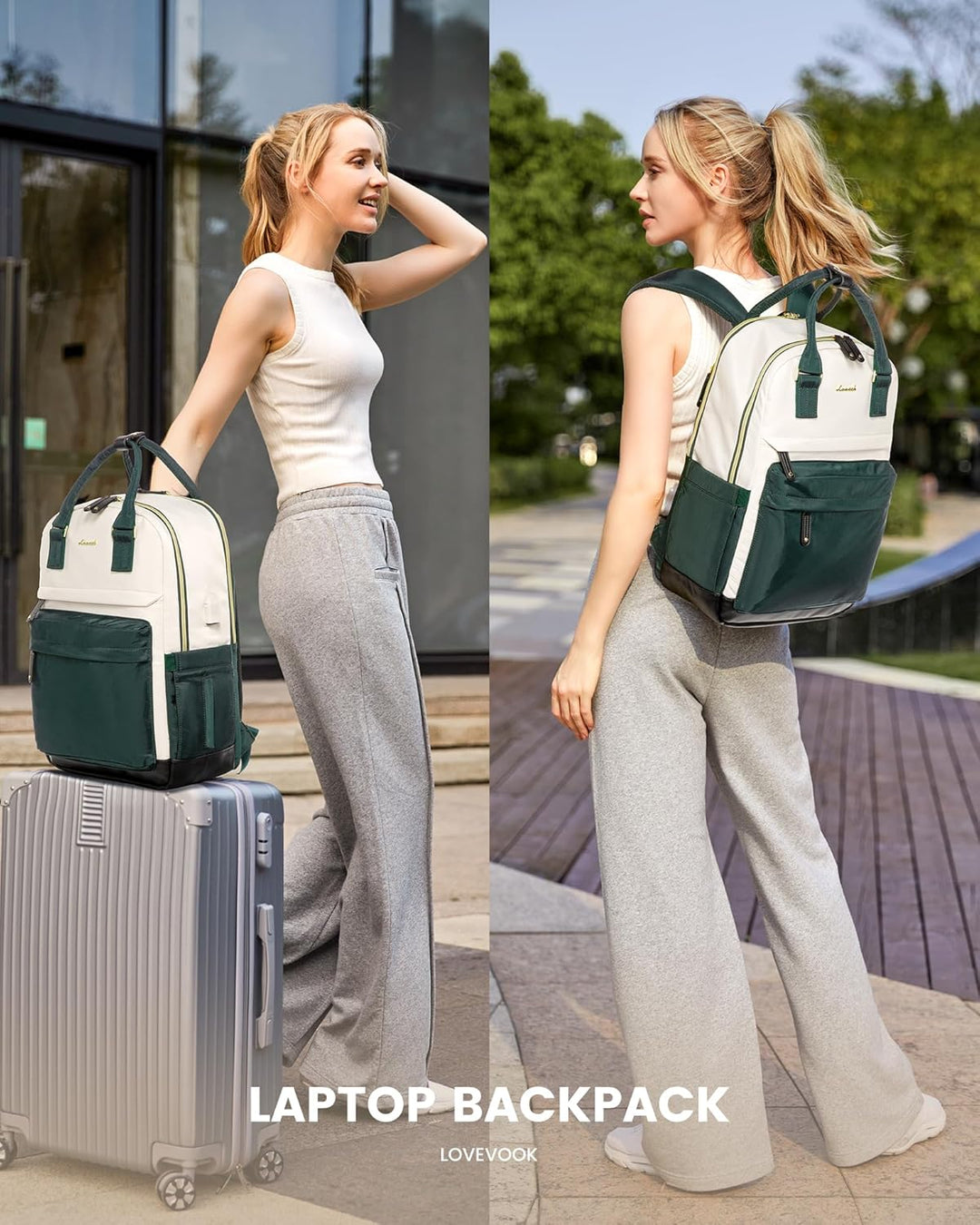 LOVEVOOK - Mochila para portátil de viaje para mujer, bolsa antirro...