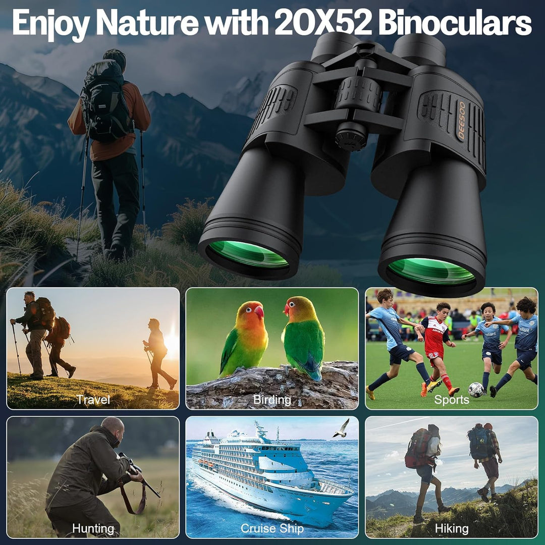 Binoculares de 20 x 52 para adultos de alta potencia