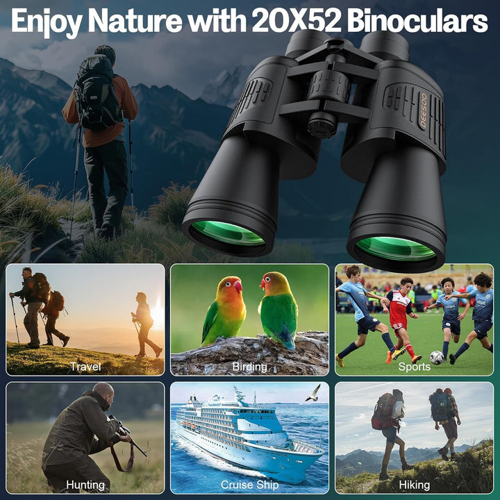 Binoculares de 20 x 52 para adultos de alta potencia