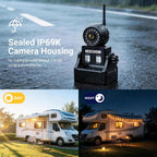 Cámara magnética inalámbrica de respaldo solar con lente ajustable de 360°, monitor de pantalla táctil 1080P de 7 pulgadas, grabación DVR, IP69K impermeable, apagado automático y visión