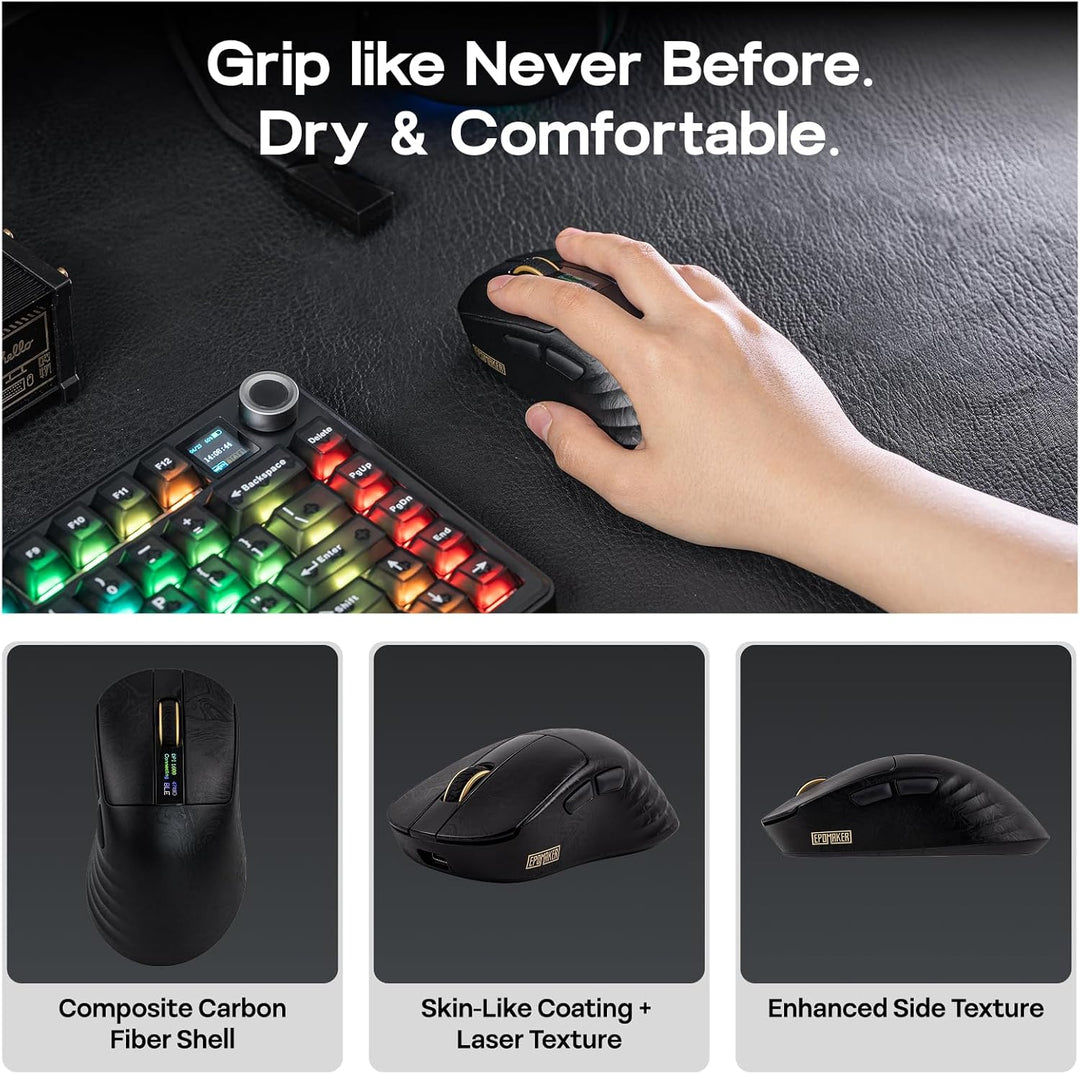 EPOMAKER Carbonis - Mouse inalámbrico para juegos con pantalla digi...