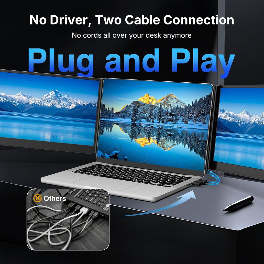 Extensor de pantalla triple para computadora portátil de 15.6", mon...