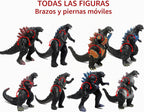 Godzilla Toys - Juego de 8 figuras de acción articuladas para cumpleaños infantiles 2019, Rey de los Monstruos Ardiente Heisei Mecha Ghidorah, paquete de plástico mini dinosaurio Playsets para tortas