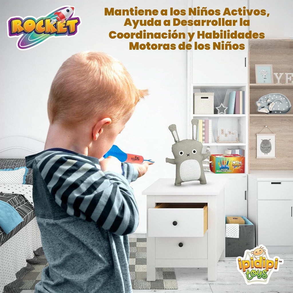 IPIDIPI TOYS - Cohetes de dedo, paquete de 12, lanzador de espuma para