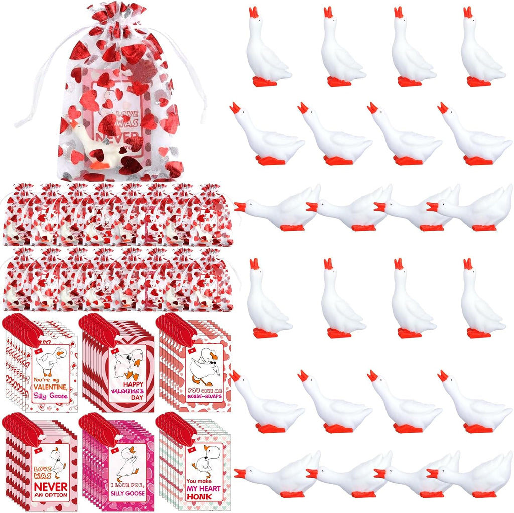 Amyhill Juego de 24 mini figuras de ganso de resina de San