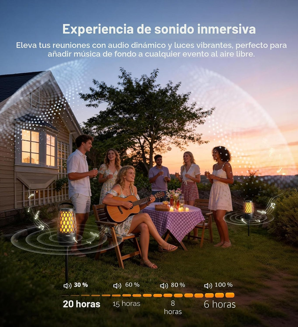 Lámpara Altavoces para exteriores con luces, regalos para hombres y mujeres, IPX5 impermeable, paquete de 2