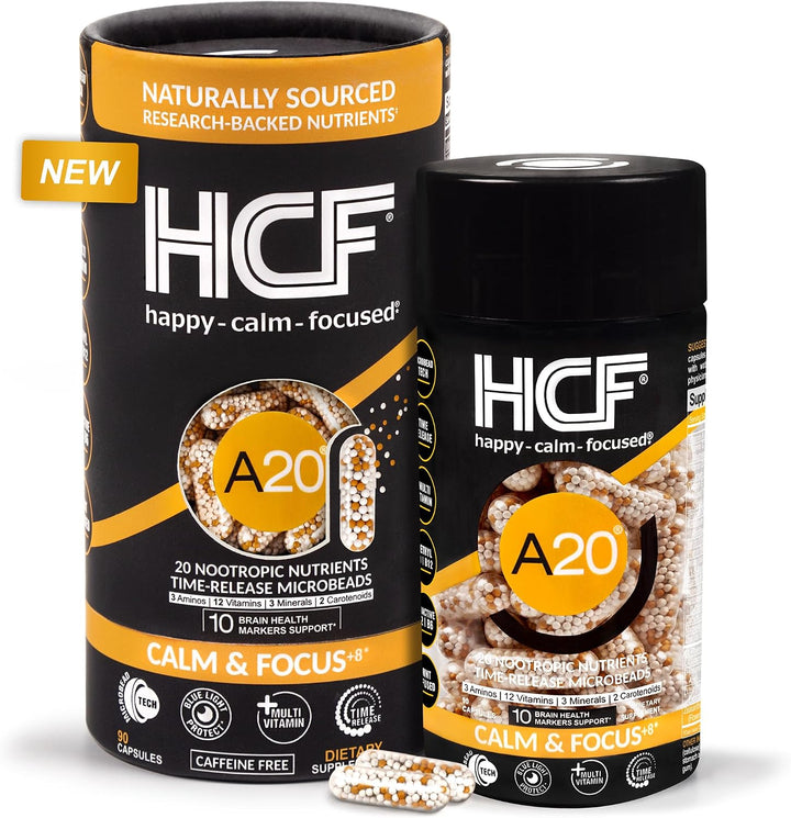 HCF A20 - Suplementos de microperlas para la salud cerebral para ad...