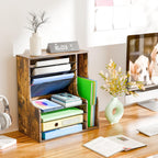 Simple Trending - Organizador de archivos de escritorio de 7 niveles, organizador de papel, marrón rústico