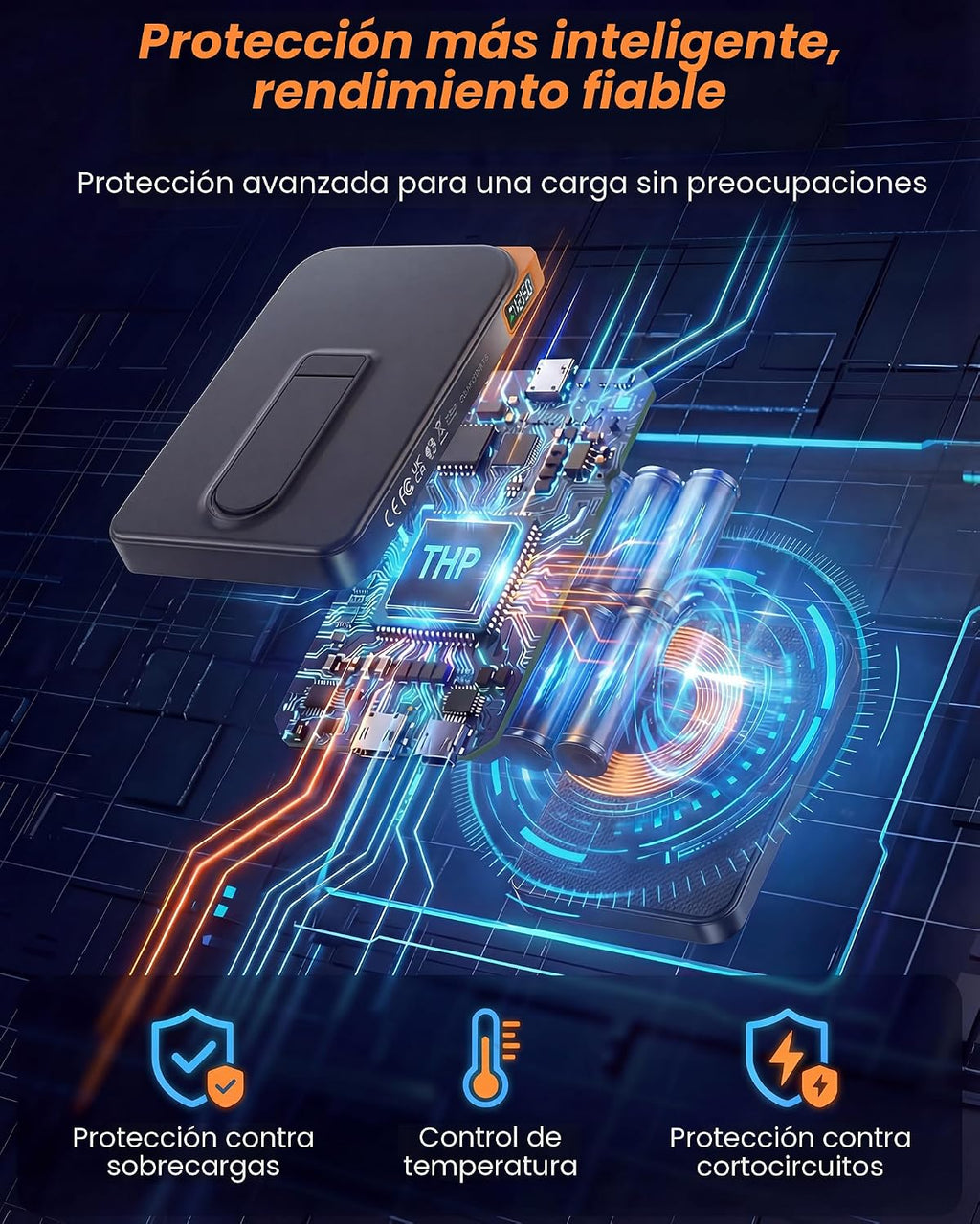 para Magsafe Power Bank iPhone, cargador portátil magnético, Azul