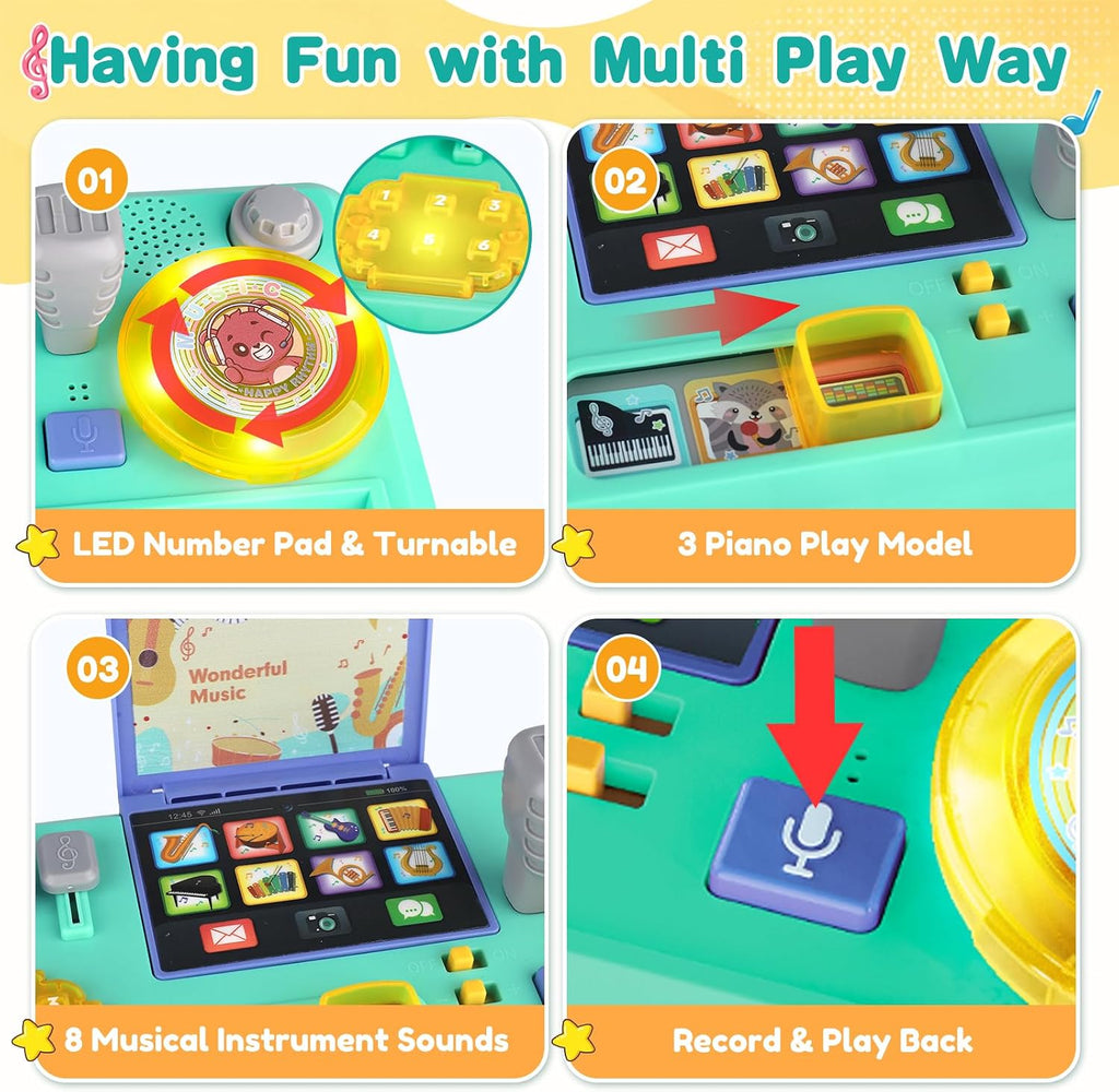 Mesa de DJ para bebés para niños pequeños, juguetes de piano