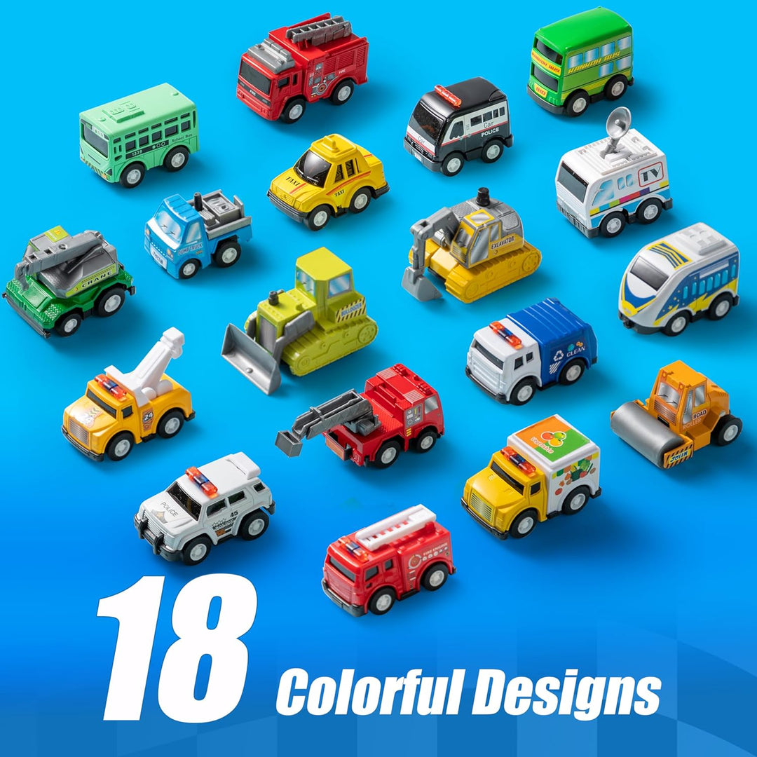 JOYIN - Juego de 18 piezas de autos y camiones de juguete
