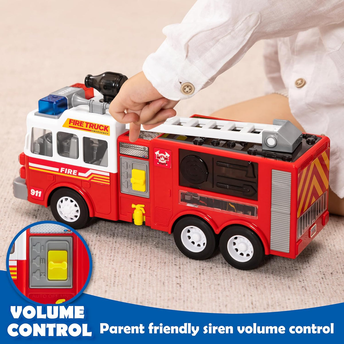 JOYIN Camión de bomberos LED de juguete para niños