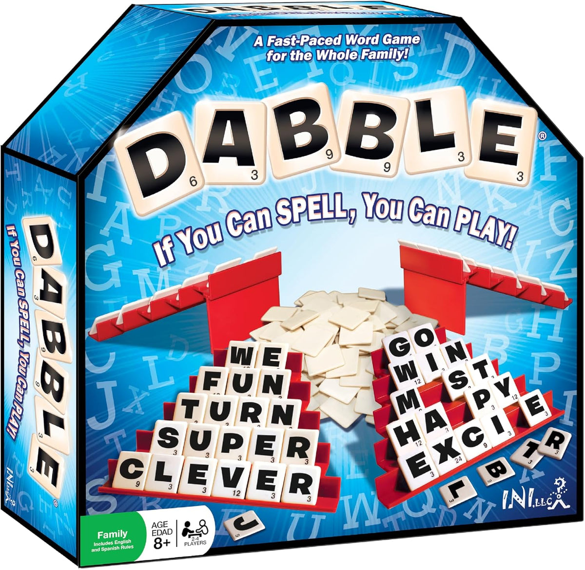 Dabble® Juego de palabras | Juego de mesa familiar de ritmo rápido | Mejora la ortografía y el vocabulario para todas las edades | Deletrea las primeras cinco palabras | Juego de aprendizaje educativo y galardonado | Gran juego para todas las edades