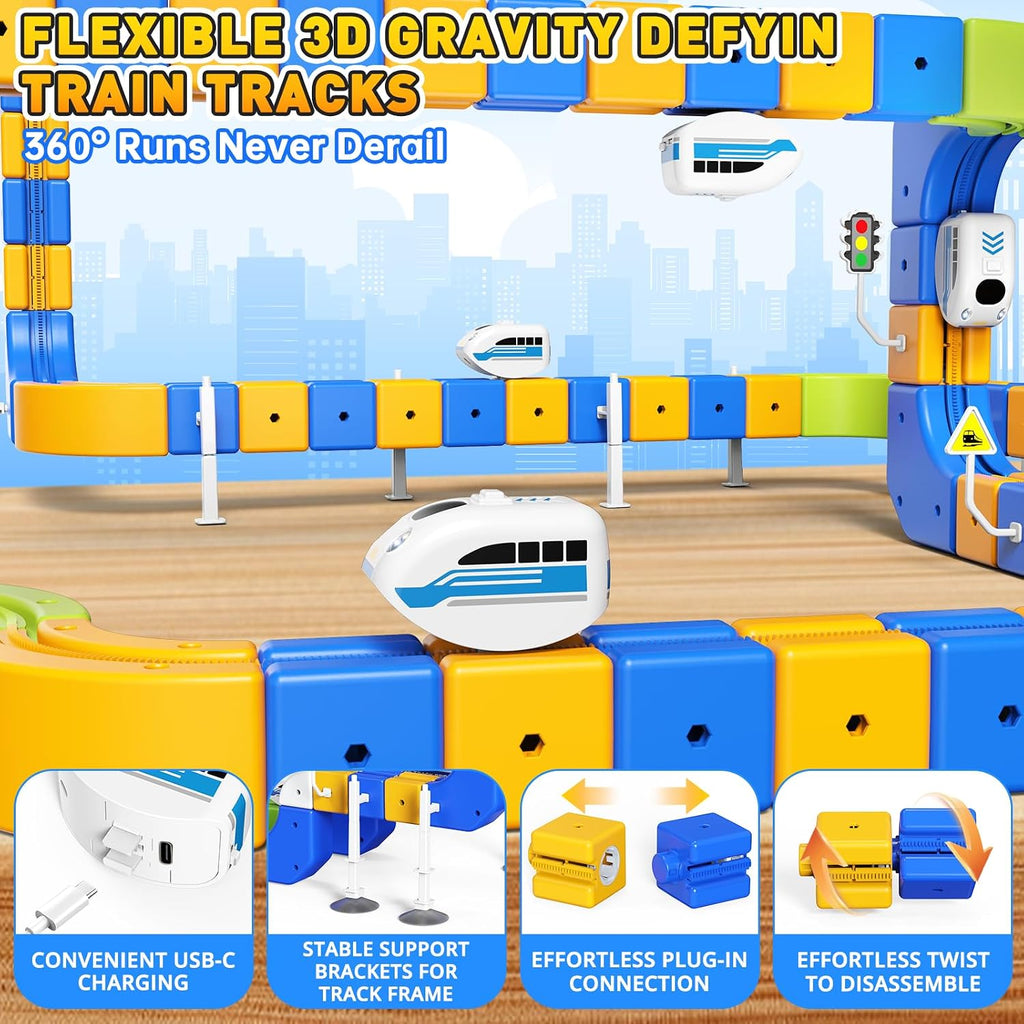 Juego de tren eléctrico para niños de 5 a 8 años, 225 piezas de