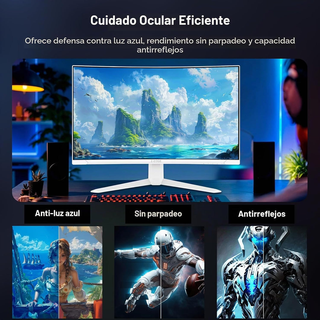 Z-Edge - Monitor curvo para juegos de 27 pulgadas, monitor curvado...