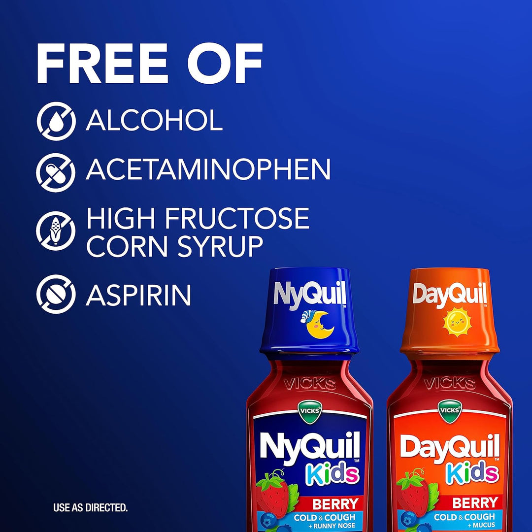 VICKS Kids DayQuil NyQuil Berry - Paquete de medicina