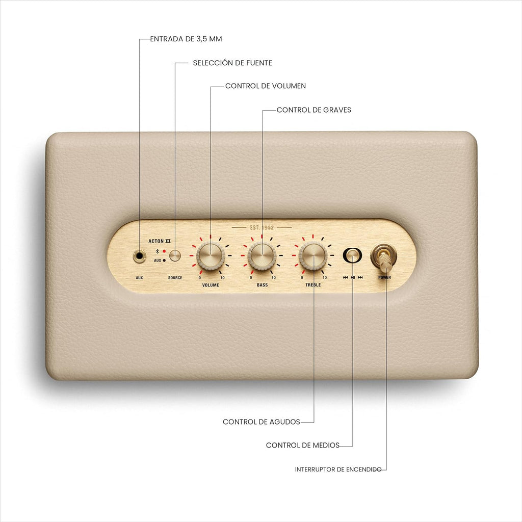 Marshall Acton III - Altavoz Bluetooth para el hogar, color crema
