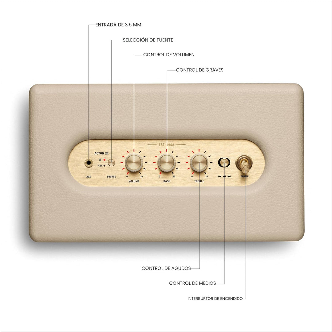 Marshall Acton III - Altavoz Bluetooth para el hogar, color crema