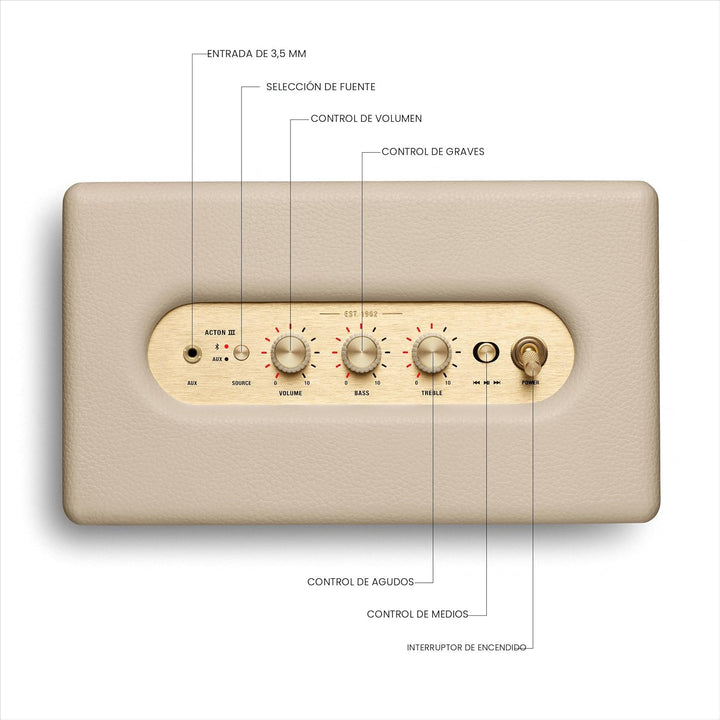 Marshall Acton III - Altavoz Bluetooth para el hogar, color crema