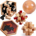5 rompecabezas de madera para adultos y niños - Rompecabezas de cubo y forma, juegos de lógica y educativos, diversión familiar