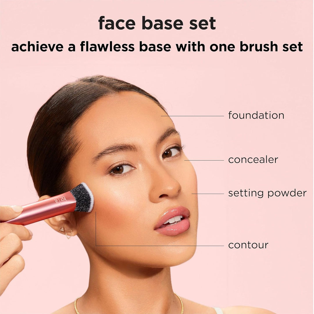 Real Techniques Juego de 4 brochas de maquillaje para base facial,...