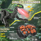 Juguetes de dinosaurio a control remoto para niños de 3 a 12 años, juguete velociraptor RC de 2.4 GHz con luces, sonidos y modo de demostración, juguete de dinosaurio interactivo recargable