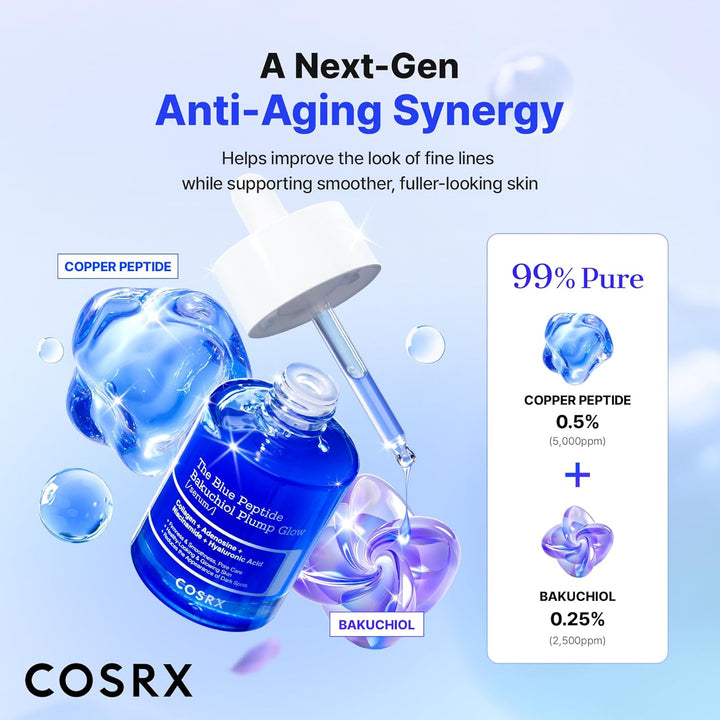 COSRX The Blue Copper Peptide Bakuchiol Serum, suero rellenador de...
