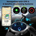 Reloj inteligente para hombre, rastreador de actividad física, GPS: relojes inteligentes militares para Android/iPhone Gps Watch 1.43 "AMOLED Hacer respuesta llamada Correr Relojes digitales para hombre, compatible con Samsung, monitor de corazón