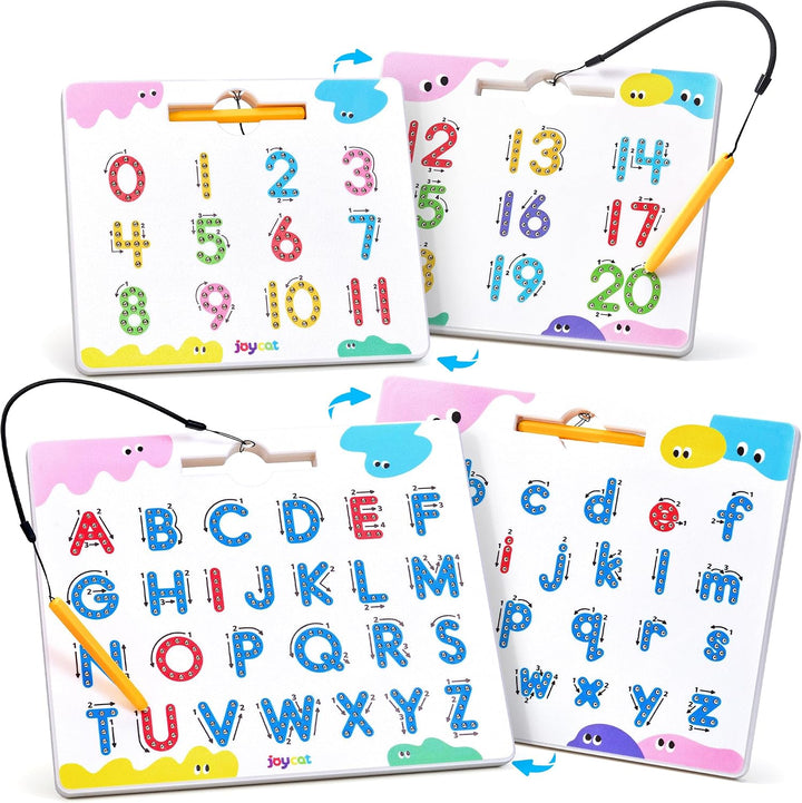 JoyCat Juego de tableros magnéticos de letras y números para trazar...