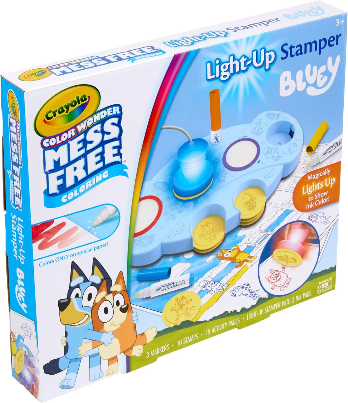 Crayola Magic Light Up Bluey Stamper Art Set, para colorear y estampado sin