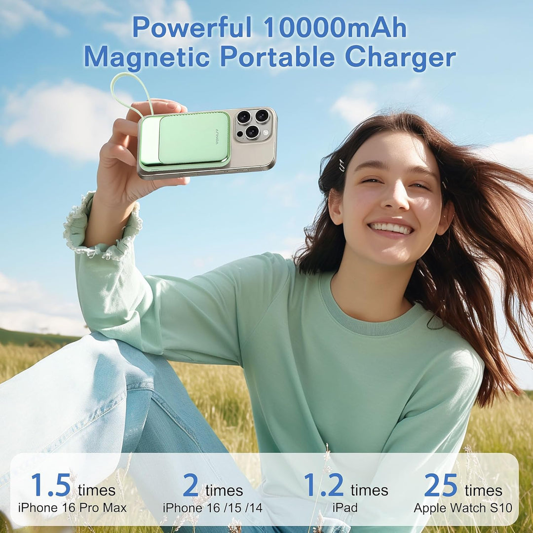 VONUV Banco de energía magnético de 10000mAh, cargador portátil ina...