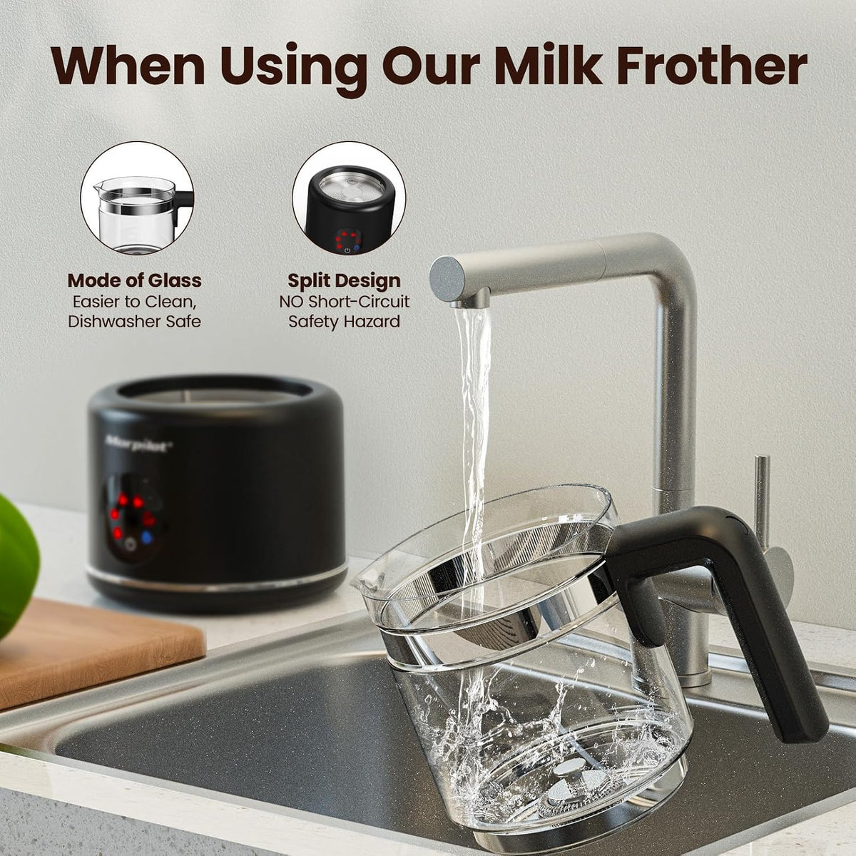 Espumador de leche eléctrico grande y vaporizador