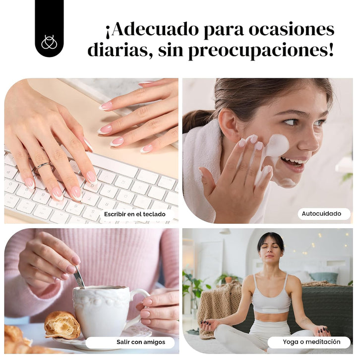 Beetles - Kit de uñas a presión con punta francesa cuadrada corta |...