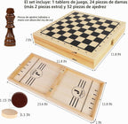 Juegoal Juego de discos de madera 4 en 1 para niños y adultos, ajedrez, damas, juegos de Tic Tac Toe, juegos de mesa de ajedrez plegable portátil de viaje, juegos de mesa de ajedrez interactivos para familias