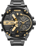 Diesel Mr. Daddy 2.0 - Reloj de hombre con cronógrafo de tamaño extra grande y correa de acero inoxidable, silicona o cuero