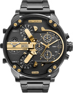 Diesel Mr. Daddy 2.0 - Reloj de hombre con cronógrafo de tamaño extra grande y correa de acero inoxidable, silicona o cuero