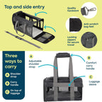Sherpa Original Deluxe Transportador de Mascotas para Viajes, Aprobado por Aerolíneas y con Garantía a Bordo - Gris Carbón, Mediano
