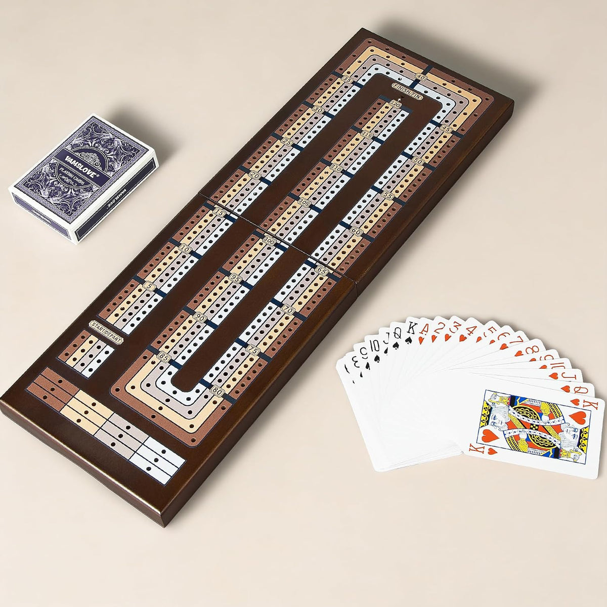 Juego de mesa de madera mejorado de 4 pistas, marcador magnético plegable de 16 pulgadas con ranura grande para almacenar 1 carta de juego y 12 clavijas de metal, instrucciones incluidas para