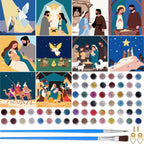 Kosiz Paquete de 10 Escenas de Natividad Navideñas para Pintar por Números para Niños y Adultos de 8x8 Pulgadas, Kits de Pintura al Óleo de Navidad, Artes de Lienzo de Acuarela Fácil para