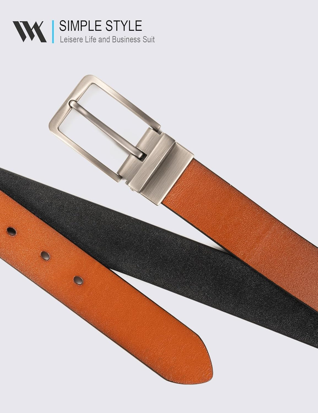 WOLFANT Cinturón de cuero reversible dos en uno, cinturón casual 10...