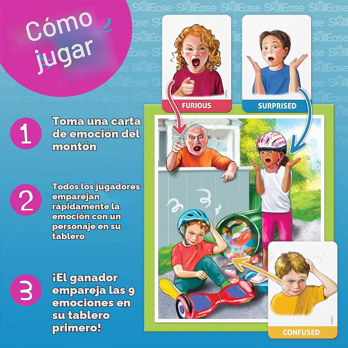 SkillEase Happy or Not, Bingo Emociones y Sentimientos Actividad para Habilidades Sociales, Actividades de Aprendizaje Social Emocional, Juego de Terapia y Consejería para Niños, Juego de Terapia del Habla,