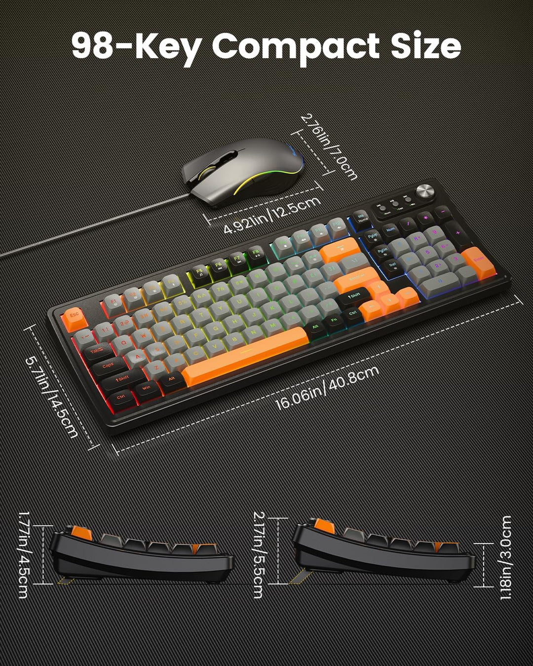 SABLUTE Teclado y mouse para juegos, teclado de membrana silencioso...