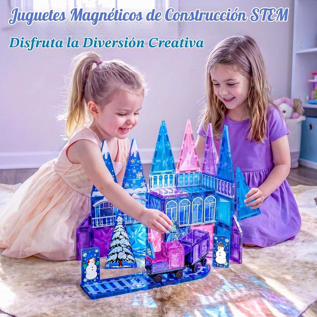 Princess Castle - Azulejos magnéticos para niños de 4 a 8 años con juego de