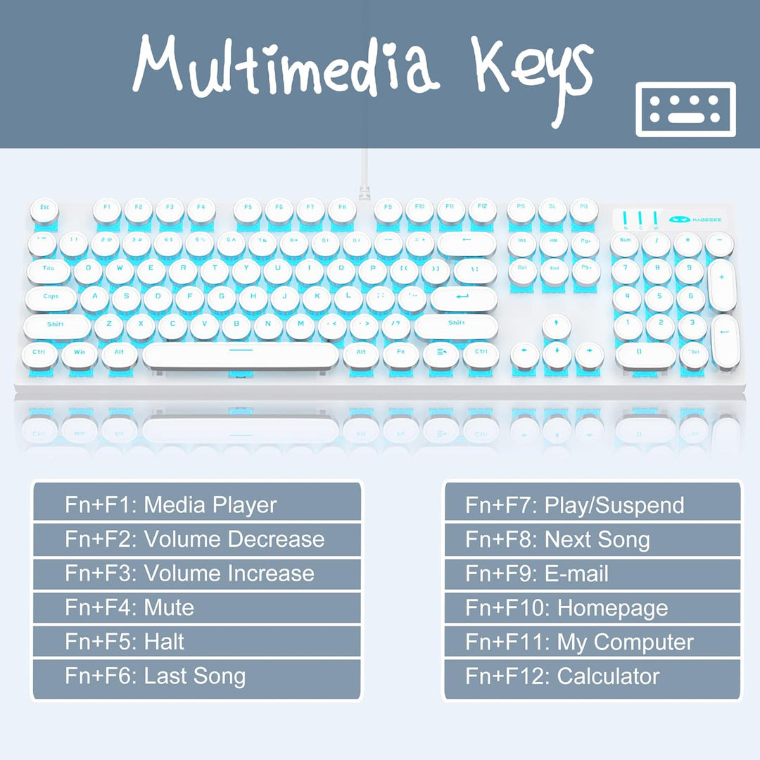 Camiysn Teclado Mecánico para Juegos Estilo Máquina de Escribir, Te...