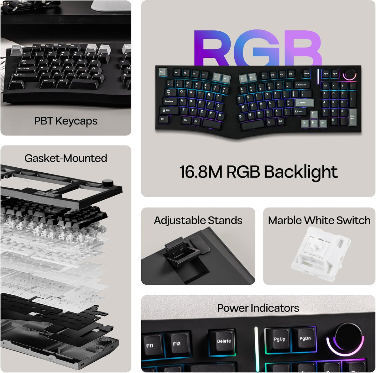 MechLands Feker Alice98 Teclado mecánico ergonómico de 98 teclas