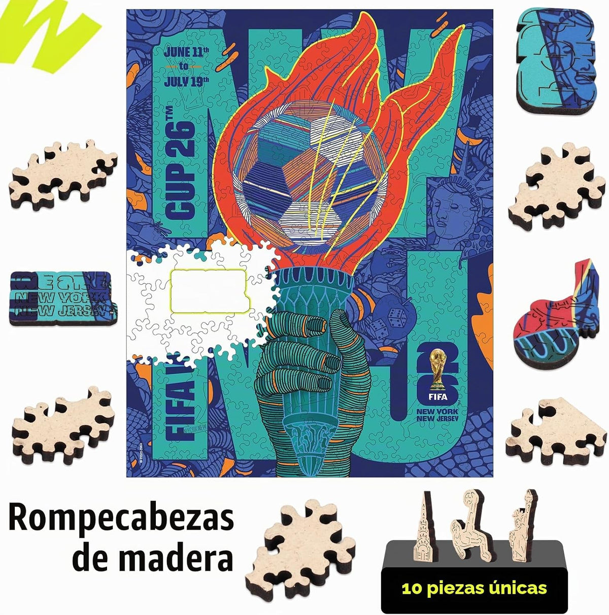 Copa Mundial de la FIFA 2026 200 piezas Rompecabezas de madera Poster NYNJ City