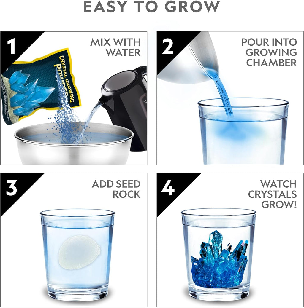 National Geographic Mega Crystal Growing Kit con 6 Crystals para Kids 8-12