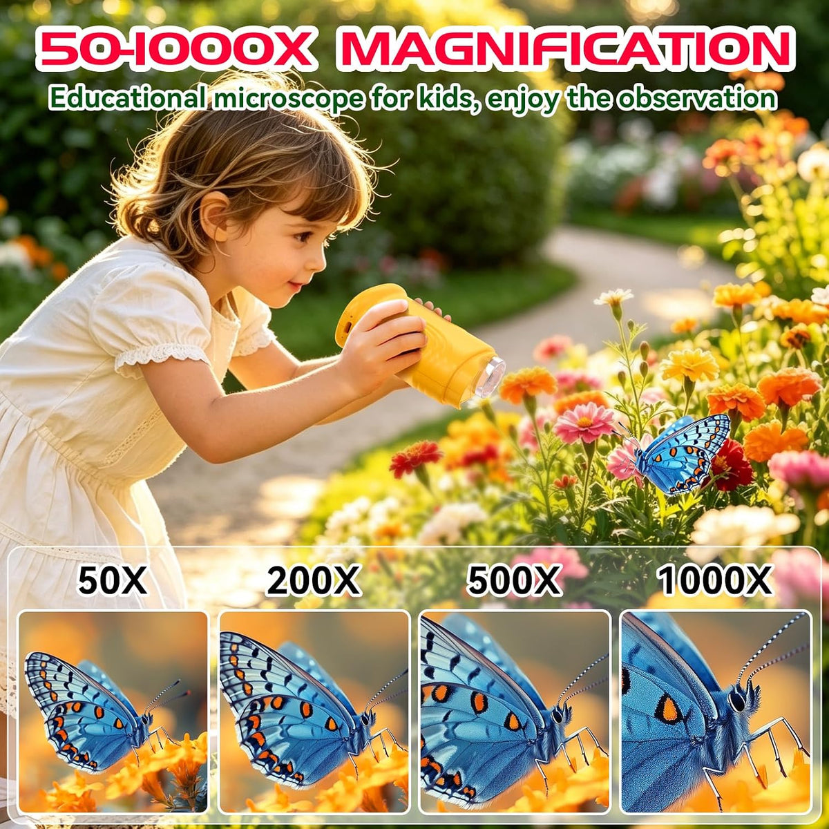 Microscopio de mano digital 1000X con pantalla IPS de 2.0 pulgadas, juguete de ciencia STEM de bolsillo recargable, regalo educativo para niñas, niños, estudiantes de 3 a 12 años