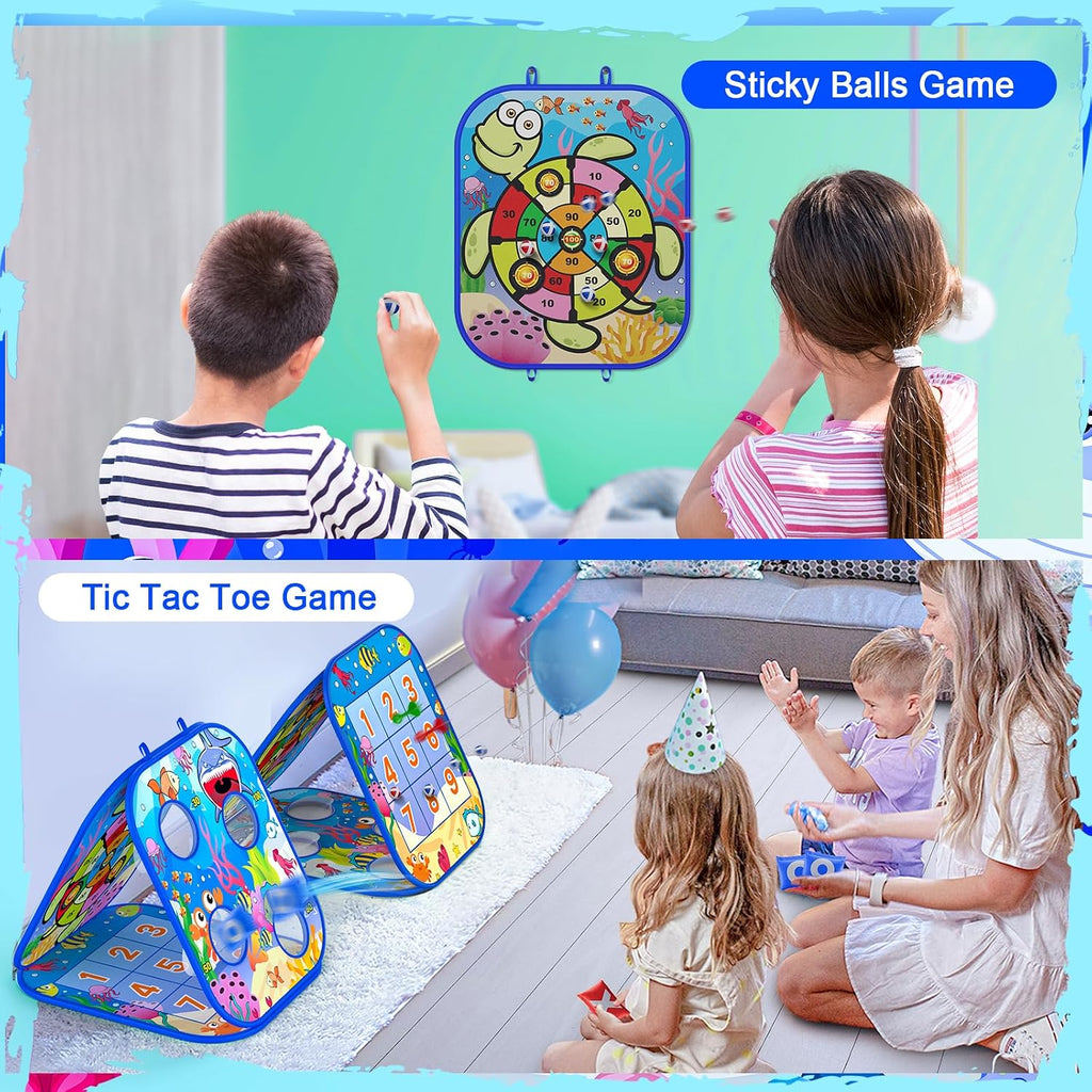 RIEYON - Juego de lanzamiento de sacos 5 en 1 para niños, tablero de Cornhole para niños, actividades de fiesta y patio trasero al aire libre, regalo de cumpleaños o Navidad para niños de 3, 4, 5, 6, 7, 8 años