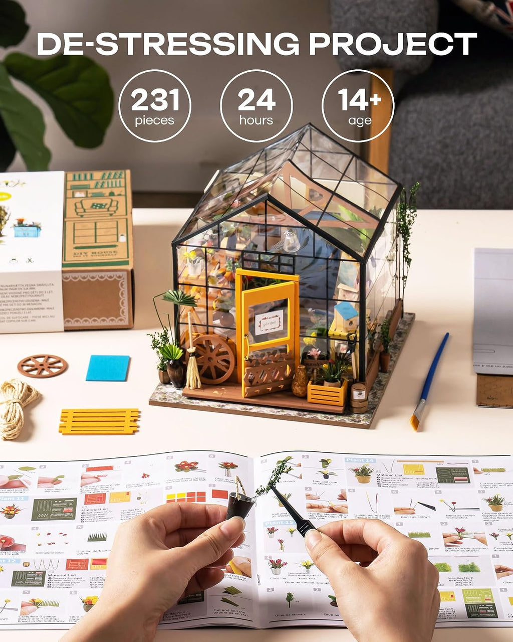 Rolife Kit de casa de muñecas en miniatura para invernadero, regalo